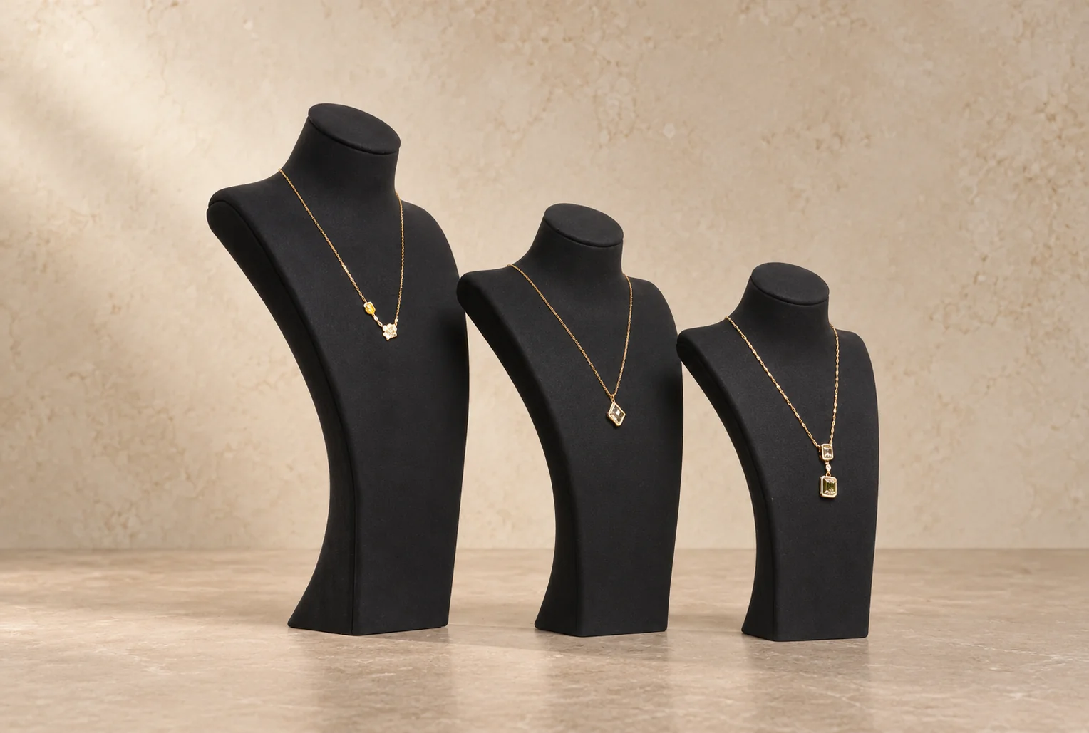 Noir necklace busts jewelry display, GC CRAFTS